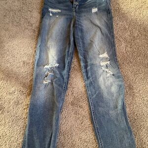 Hollister High Rise Distressed Blue Jeans